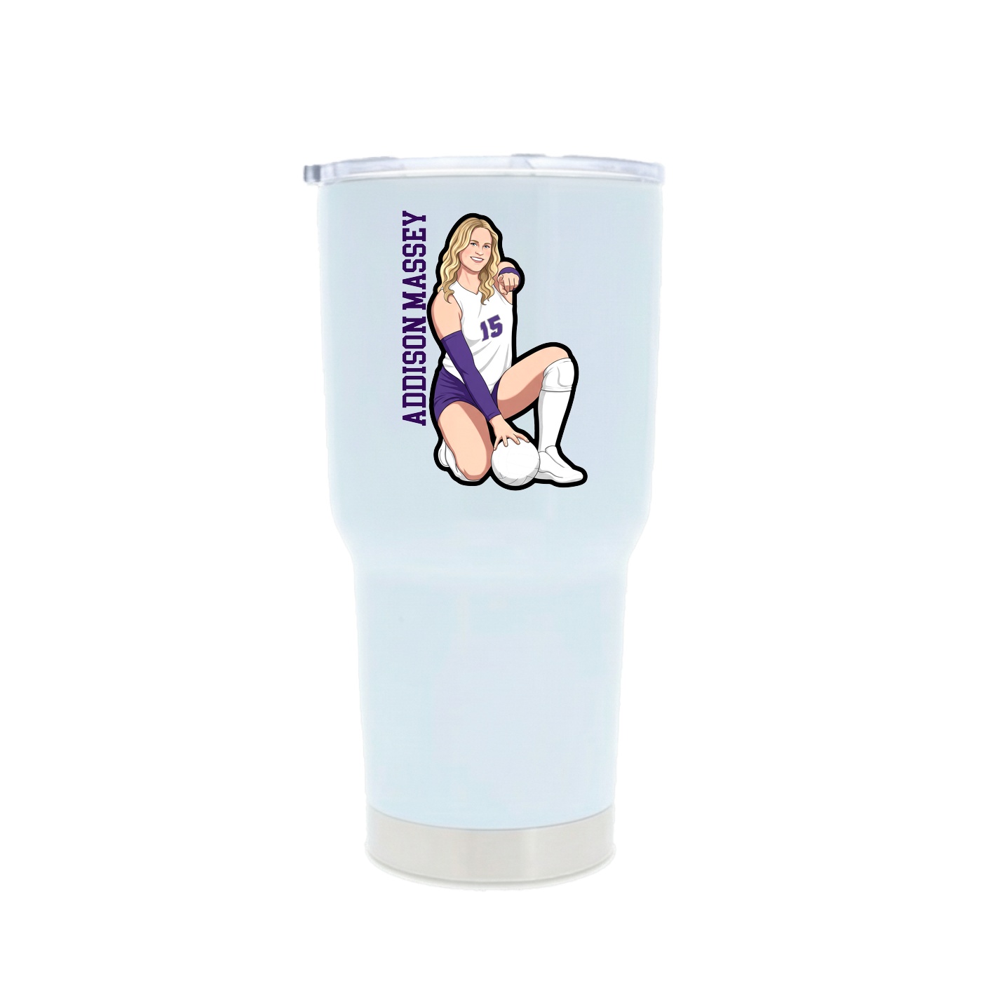 30oz Stainless Steel Tumbler — Name Vertical in White
