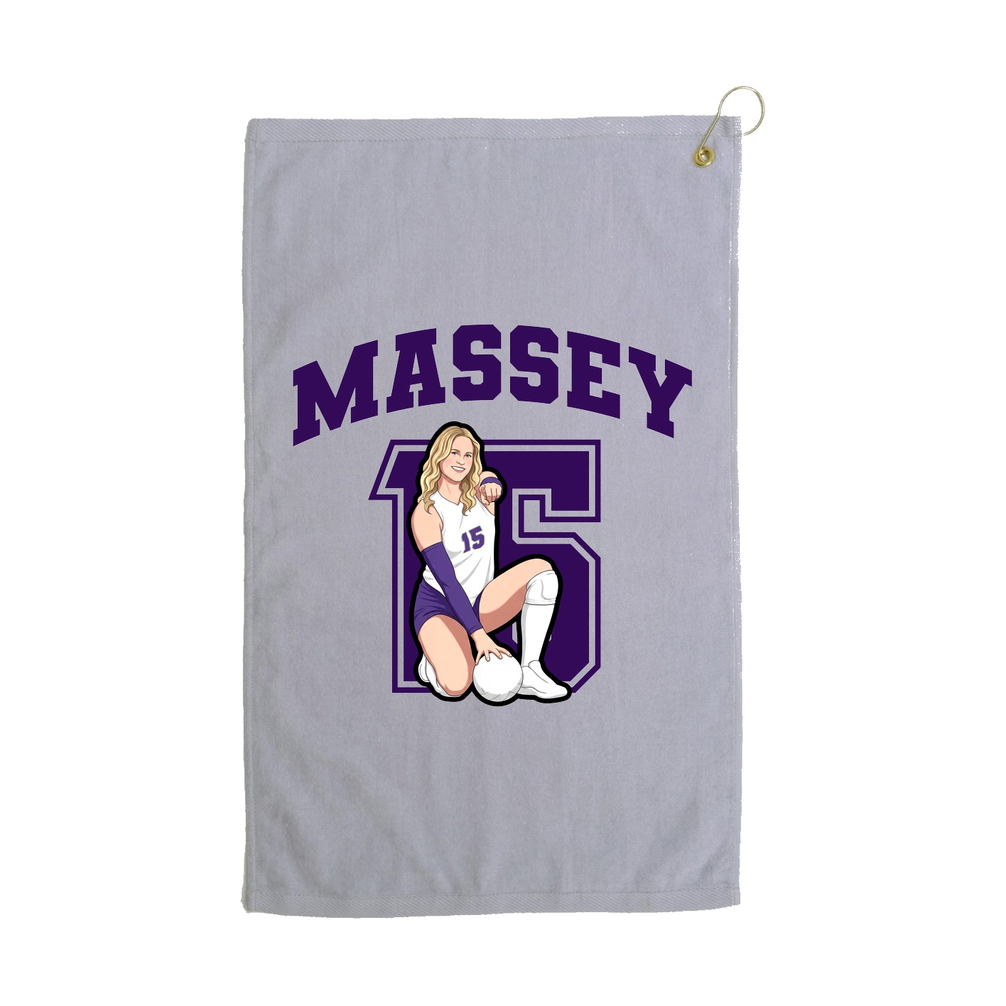 Golf Towel — Number in Grey