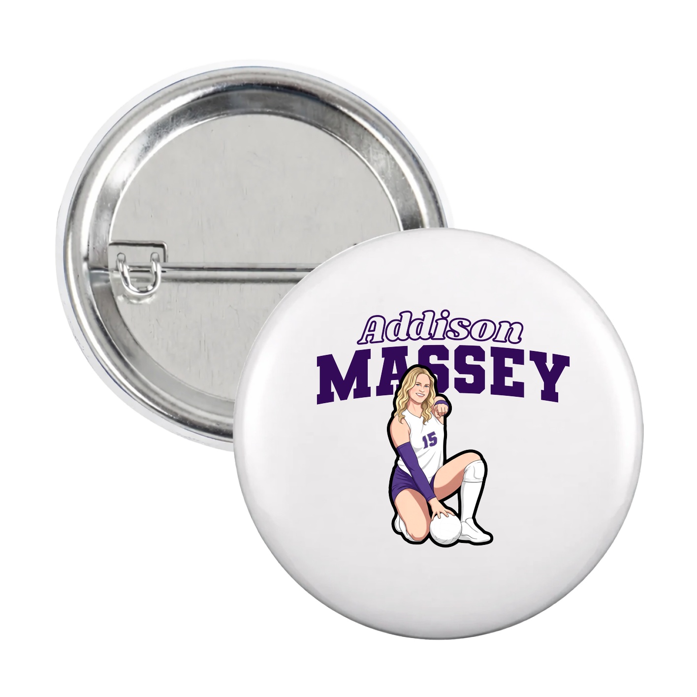 Game Day Button — Name Arch in White