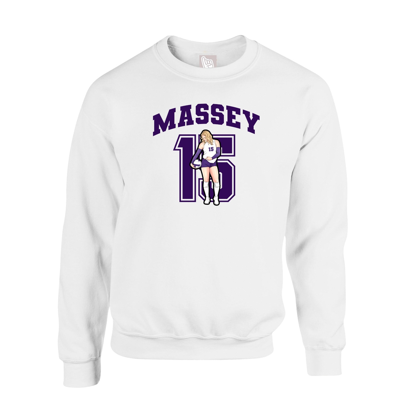 Fleece Crew — Number in White