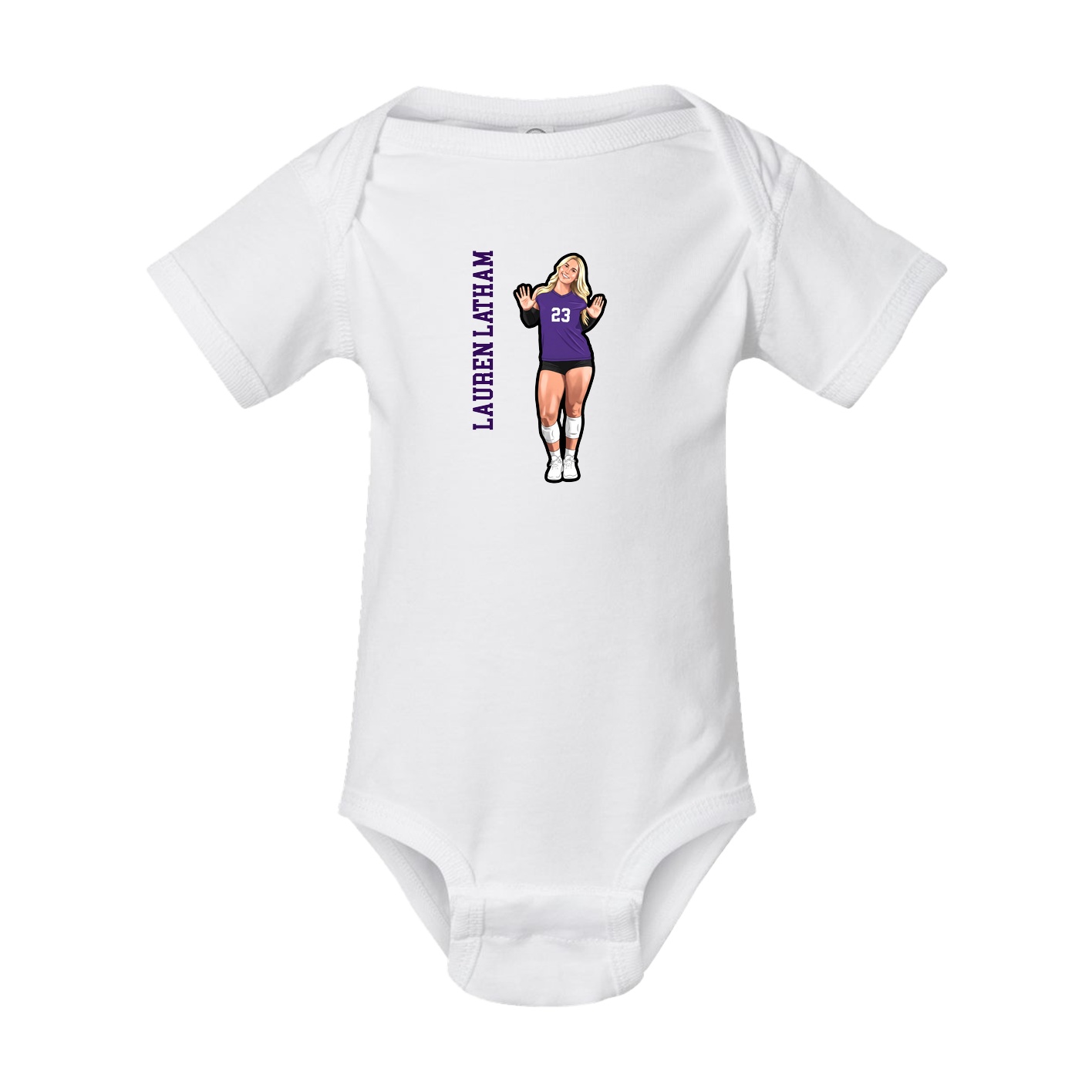 Baby Onesie — Name Vertical in White