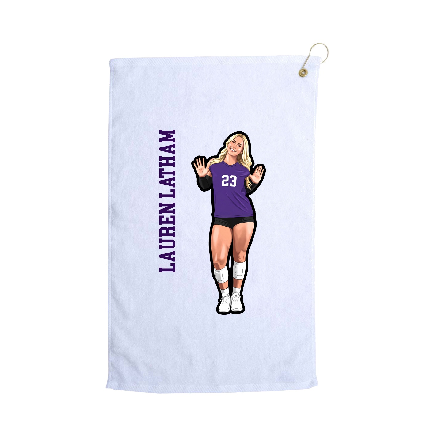 Golf Towel — Name Vertical in White