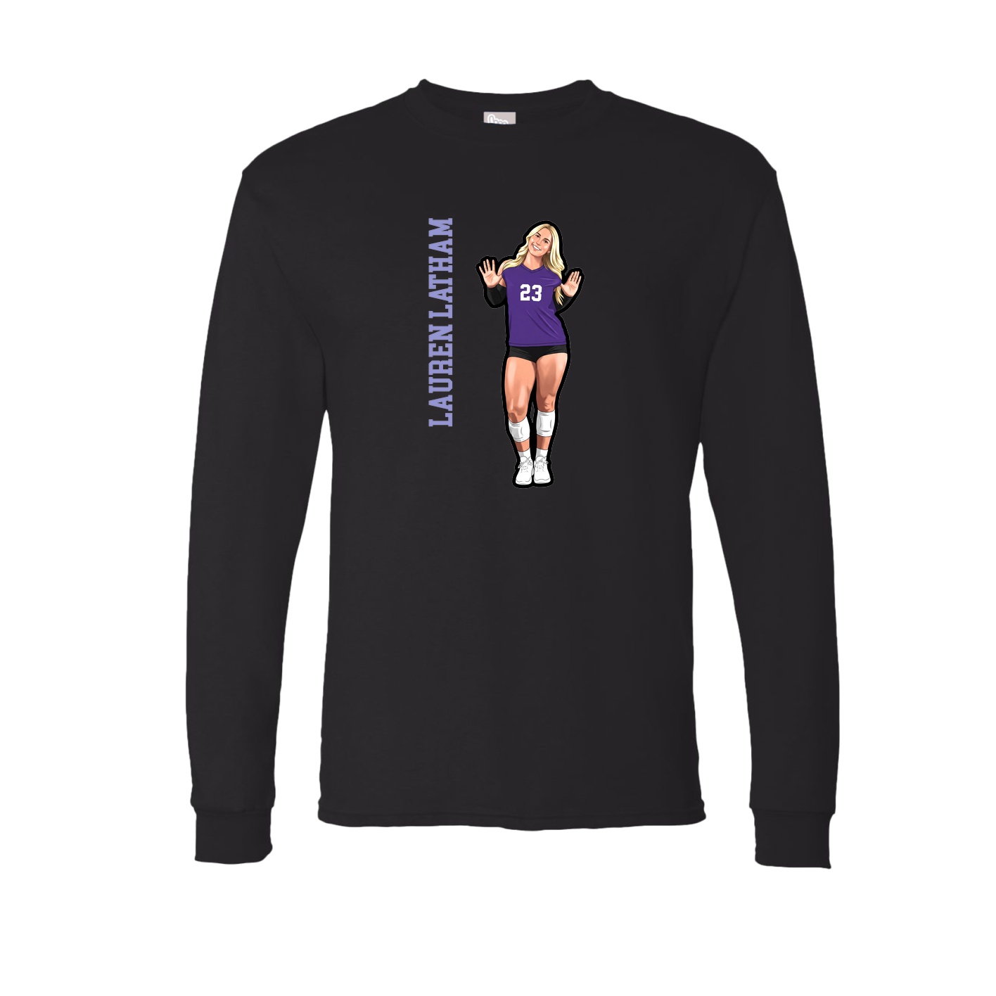 Long Sleeve Tee — Name Vertical in Black