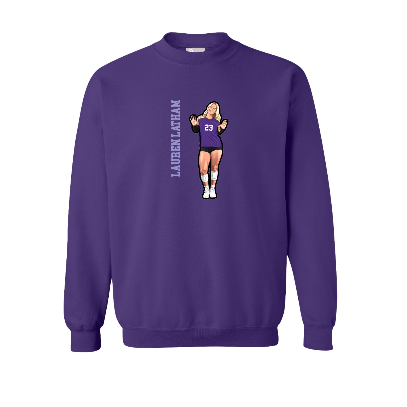 Fleece Crew — Name Vertical in Purple