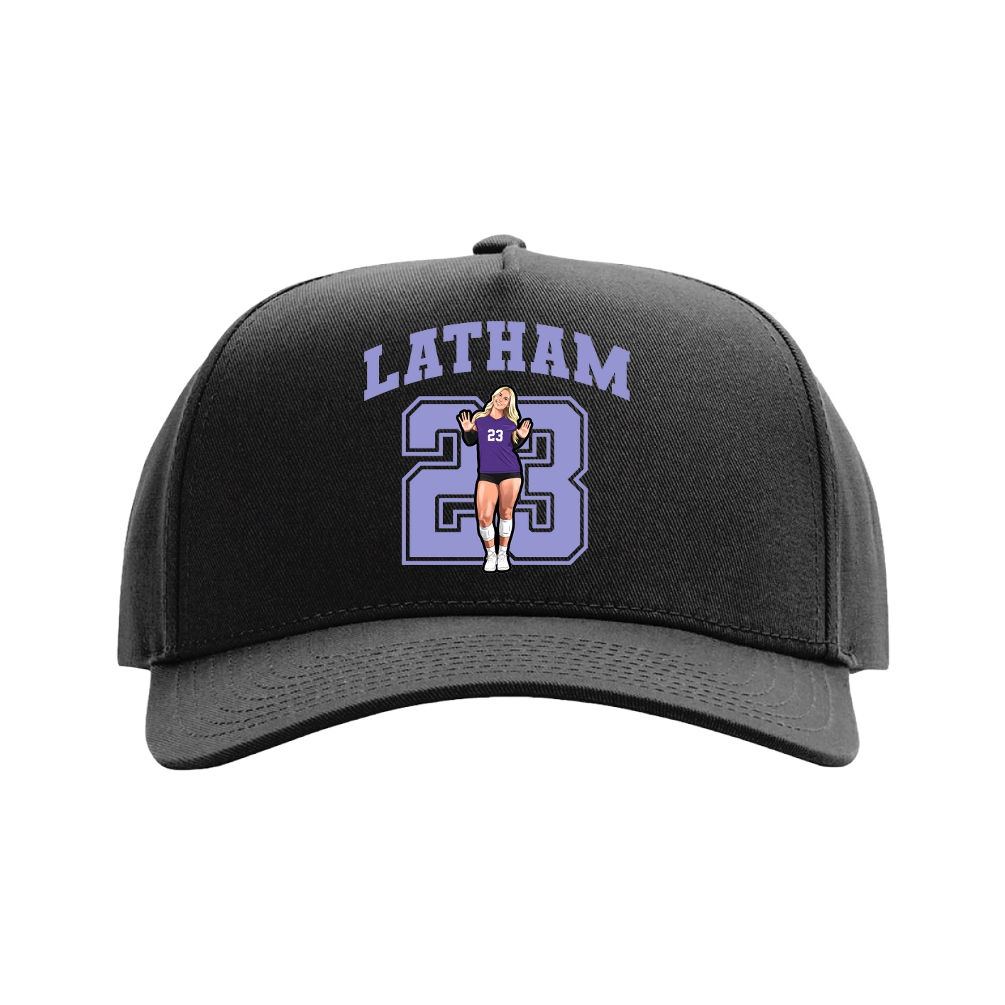Full Fabric Five-Panel Champ Cap — Number in Black