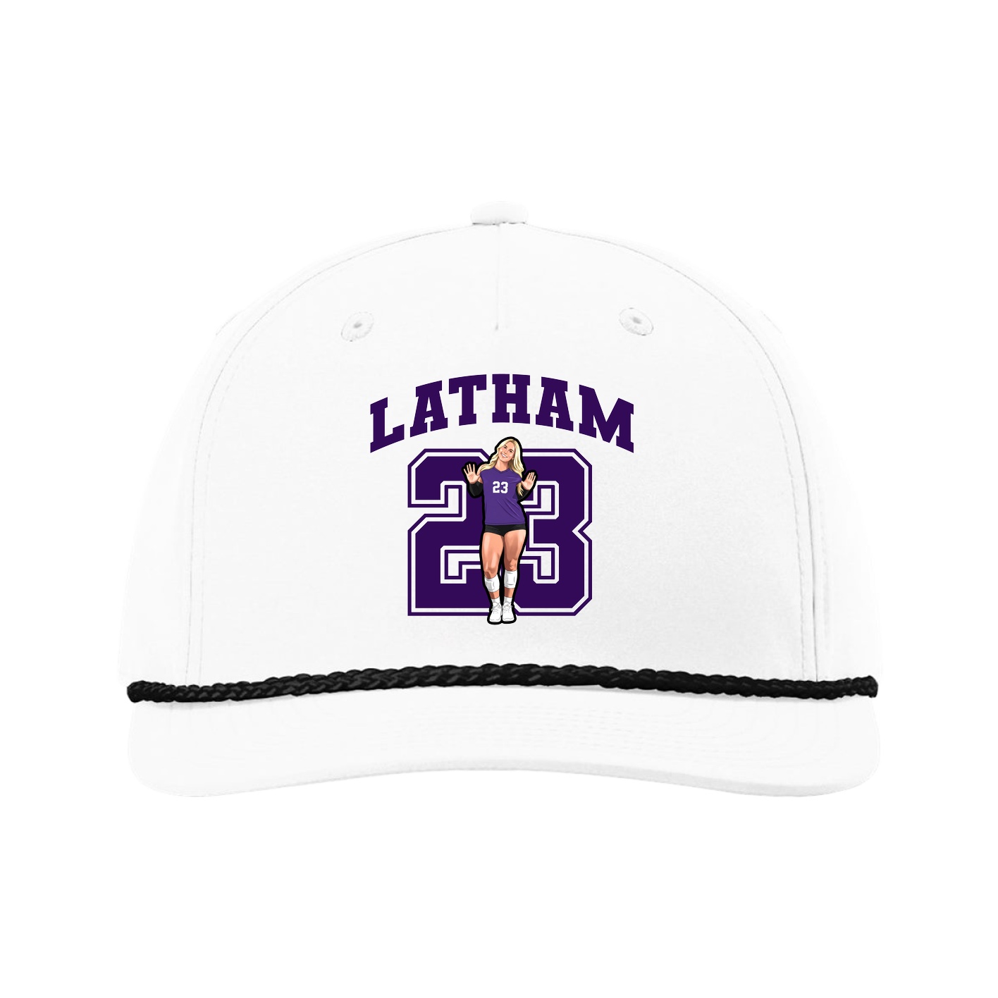 Five-Panel Classic Rope Cap — Number in White