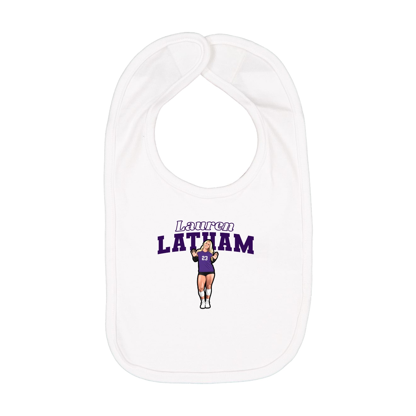 Infant Bib — Name Arch in White