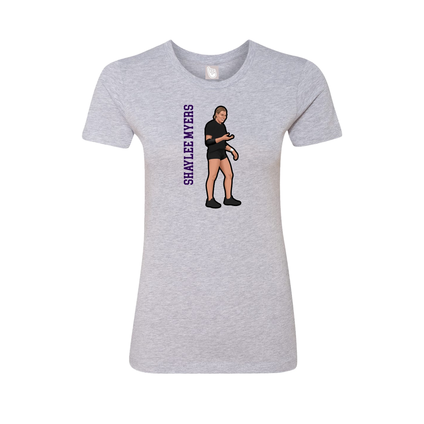 Fitted Women's Tee — Name Vertical in Grey