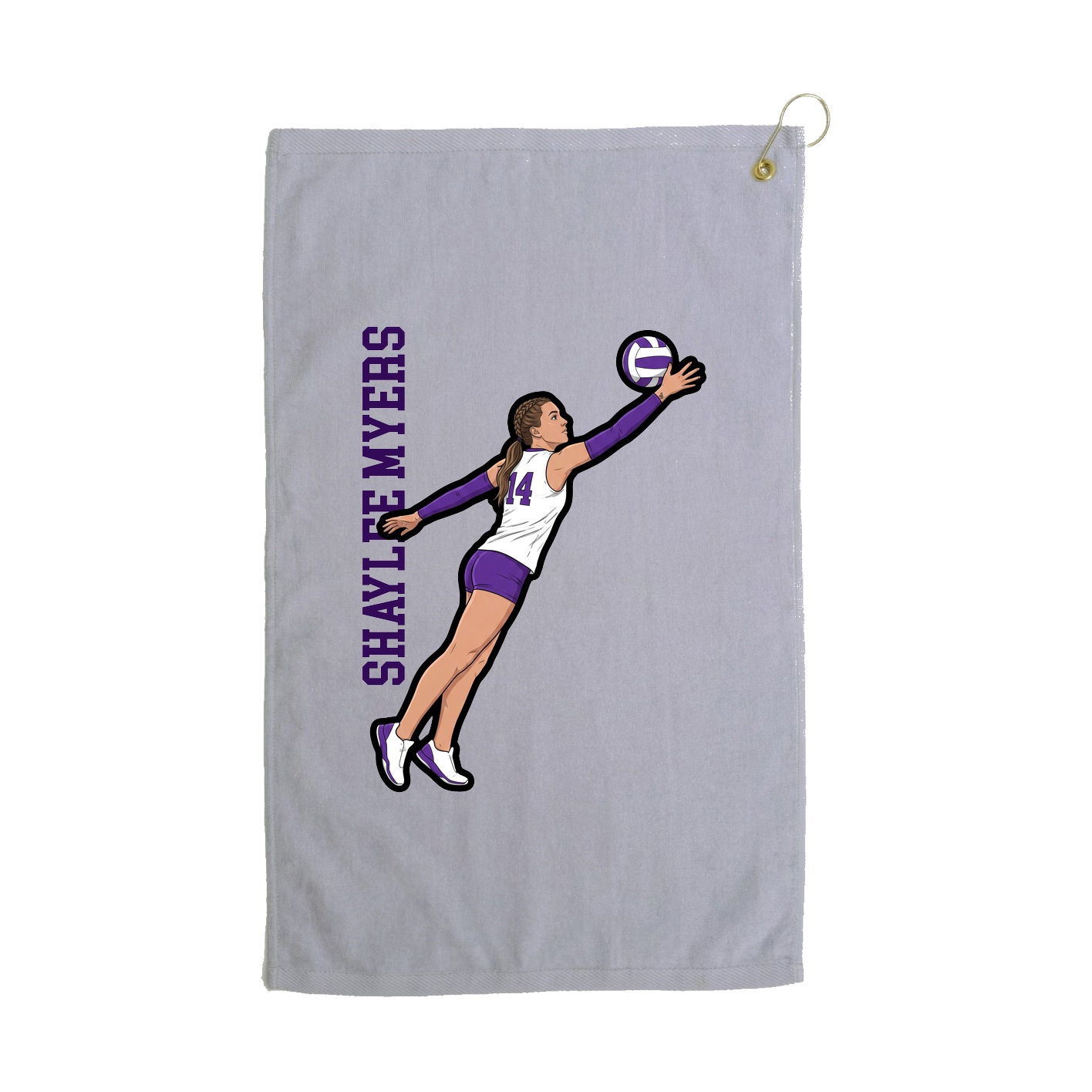 Golf Towel — Name Vertical in Grey