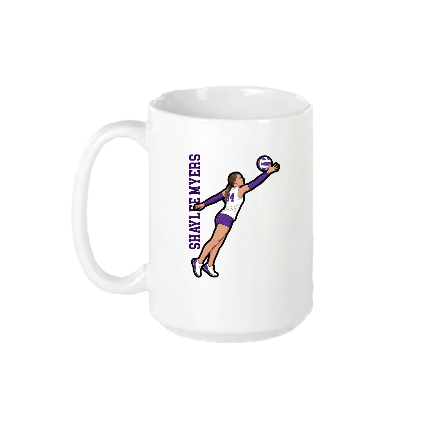 15oz Coffee Mug — Name Vertical in White