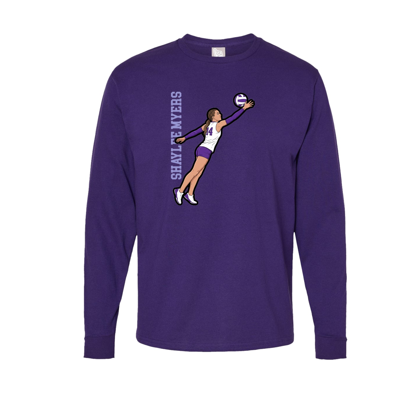 Long Sleeve Tee — Name Vertical in Purple