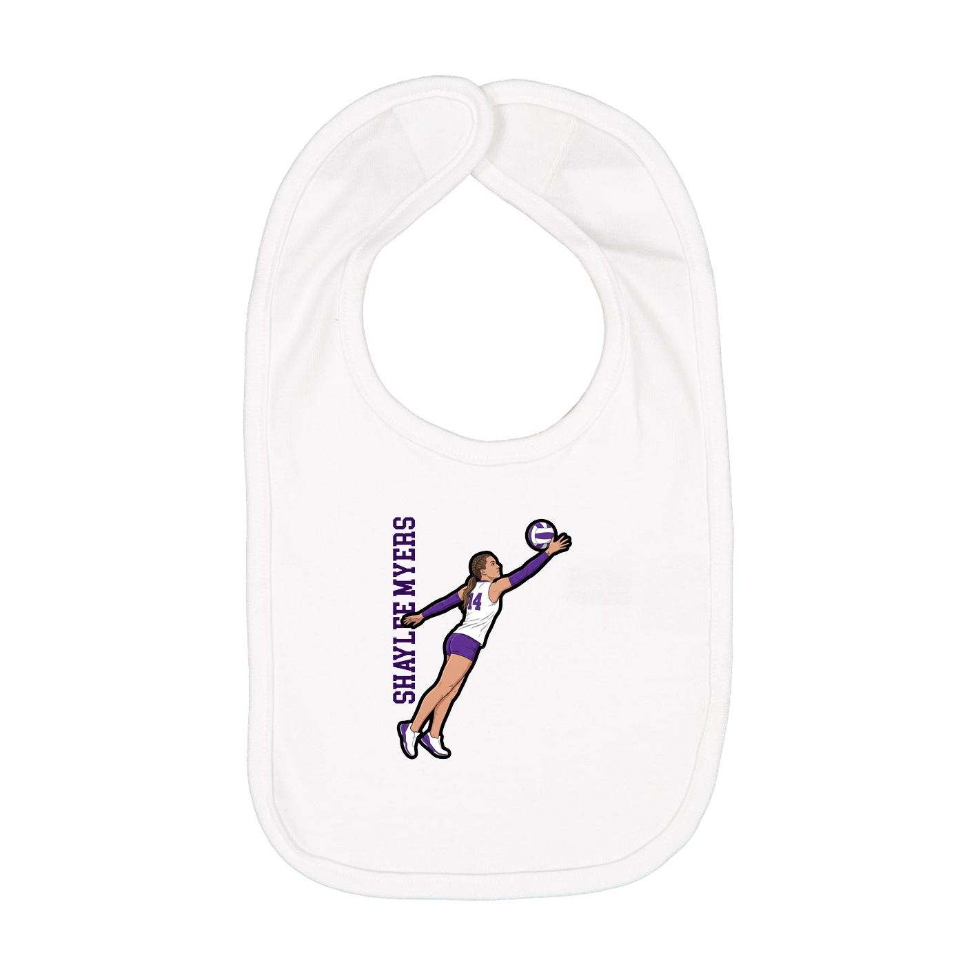 Infant Bib — Name Vertical in White