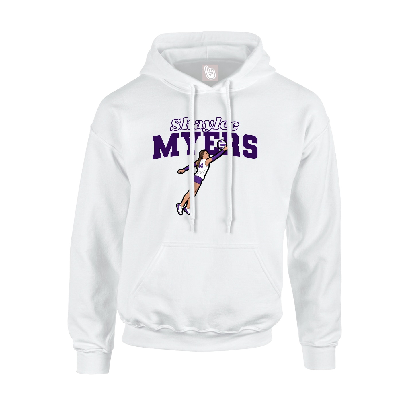 Youth Hoodie — Name Arch in White