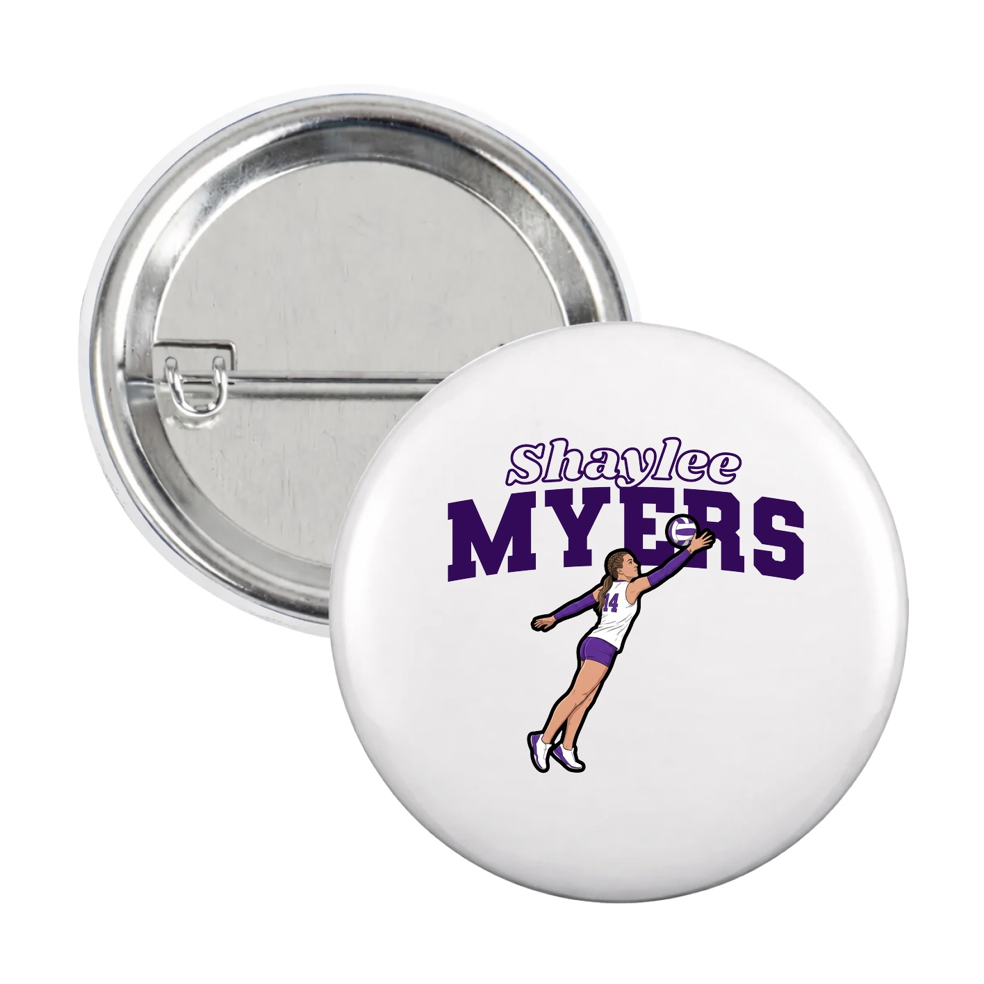 Game Day Button — Name Arch in White