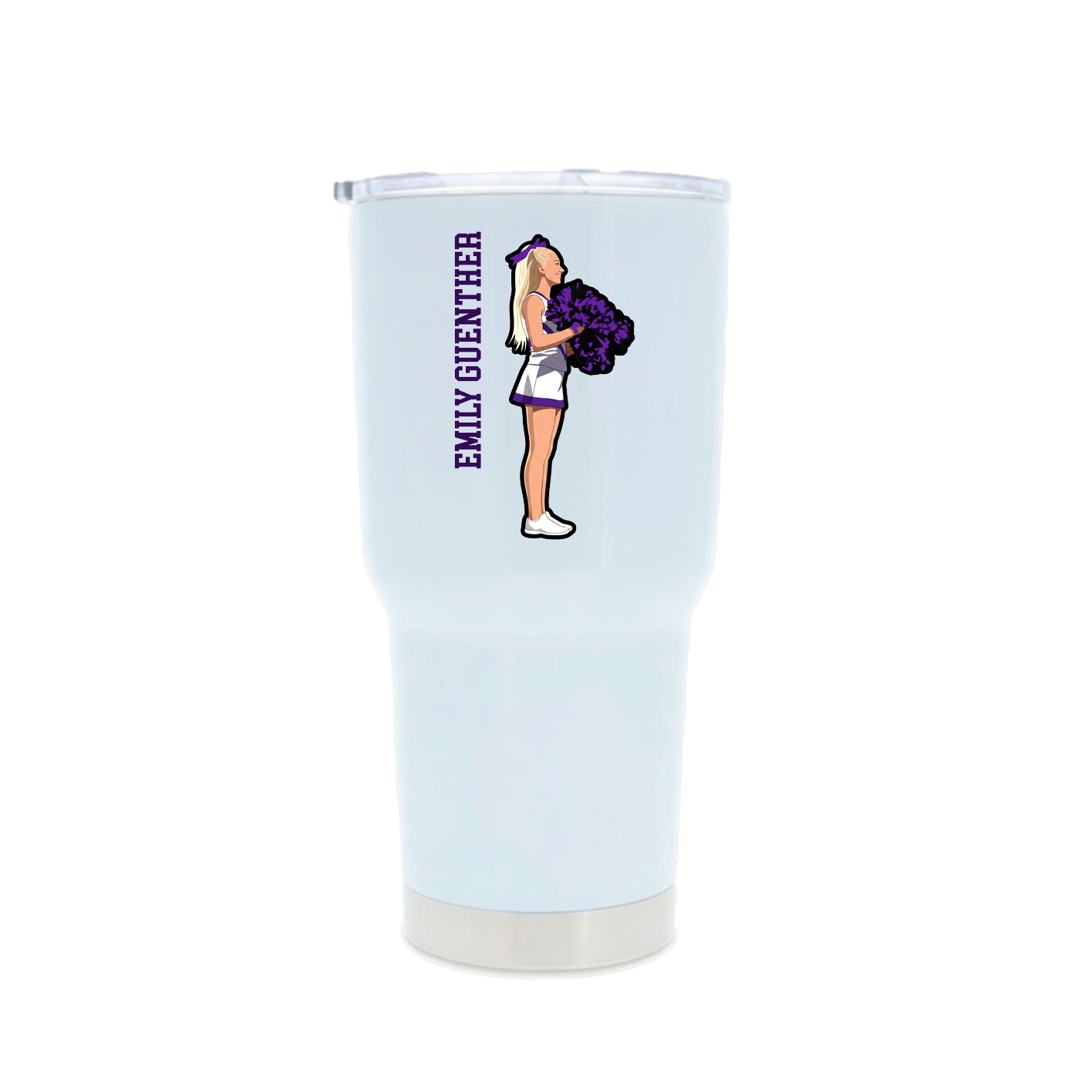 30oz Stainless Steel Tumbler — Name Vertical in White