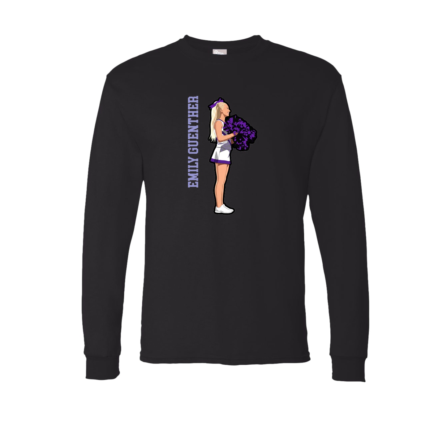 Long Sleeve Tee — Name Vertical in Black