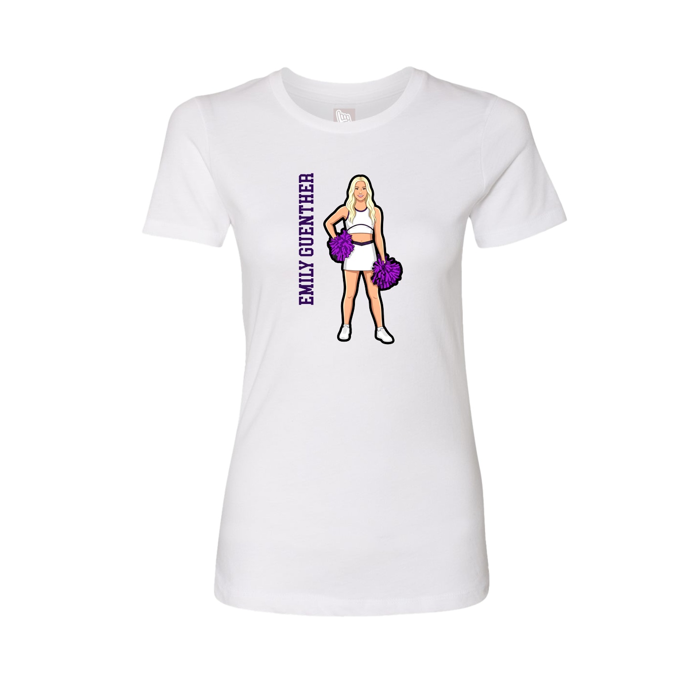 Fitted Women's Tee — Name Vertical in White