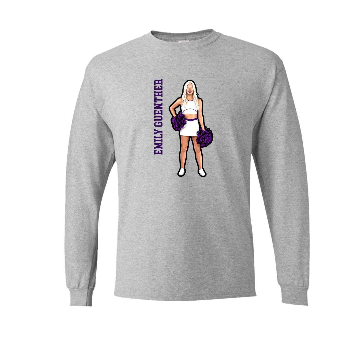 Long Sleeve Tee — Name Vertical in Grey