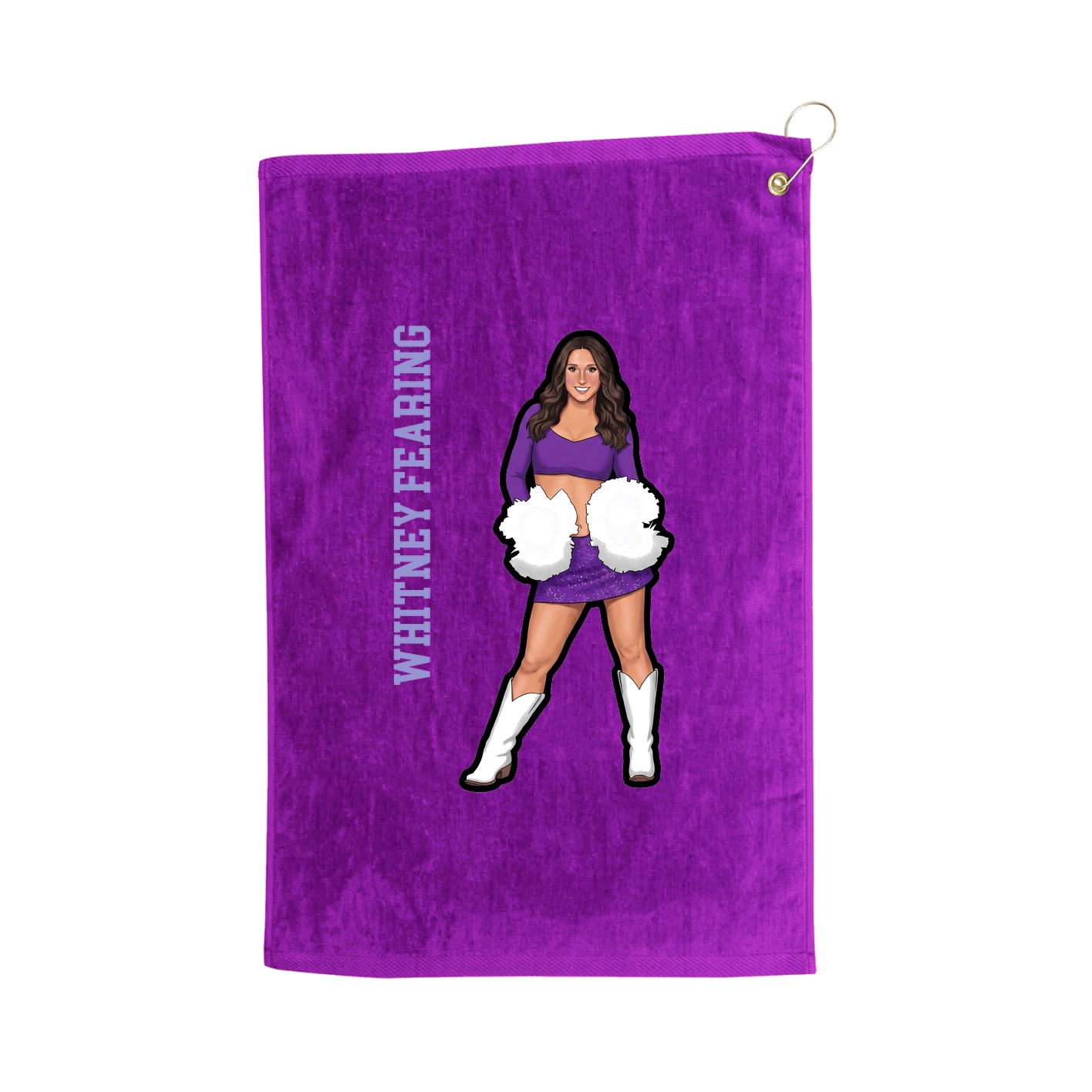 Golf Towel — Name Vertical in Purple