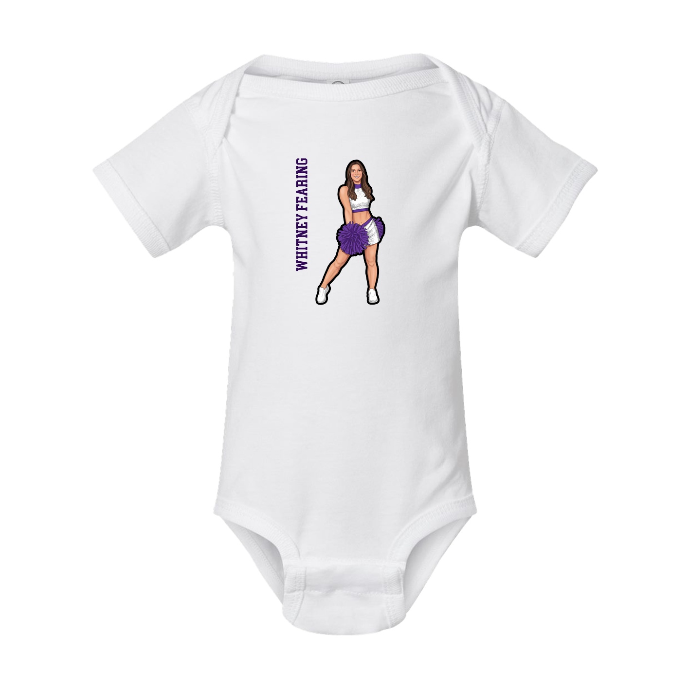 Baby Onesie — Name Vertical in White