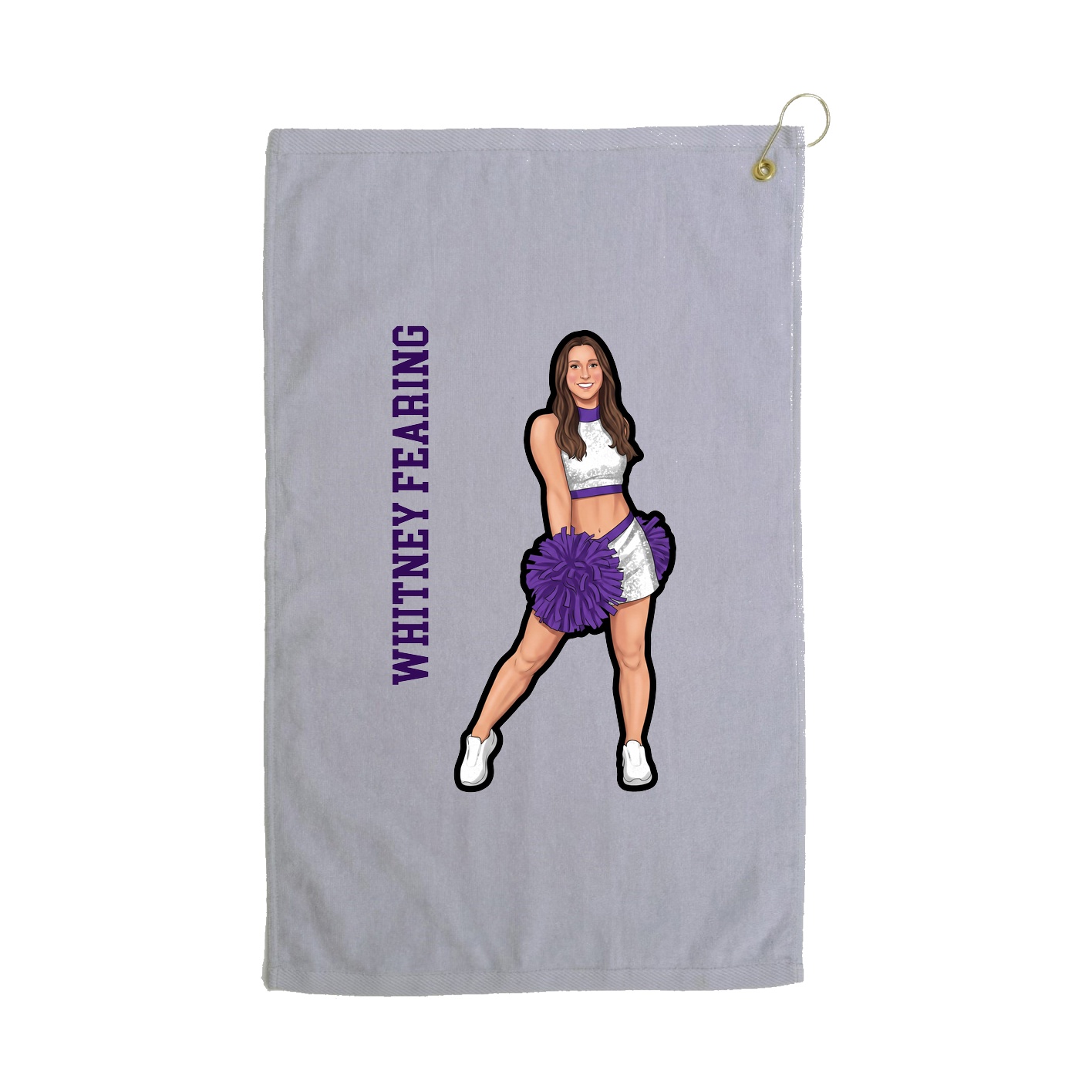 Golf Towel — Name Vertical in Grey