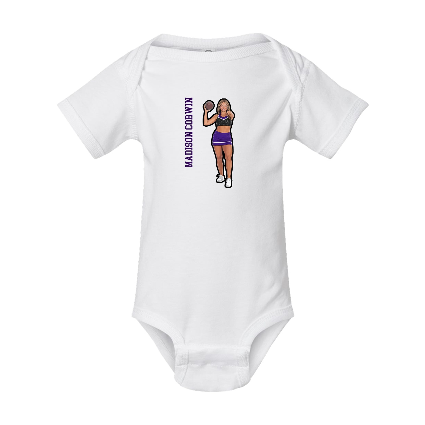 Baby Onesie — Name Vertical in White