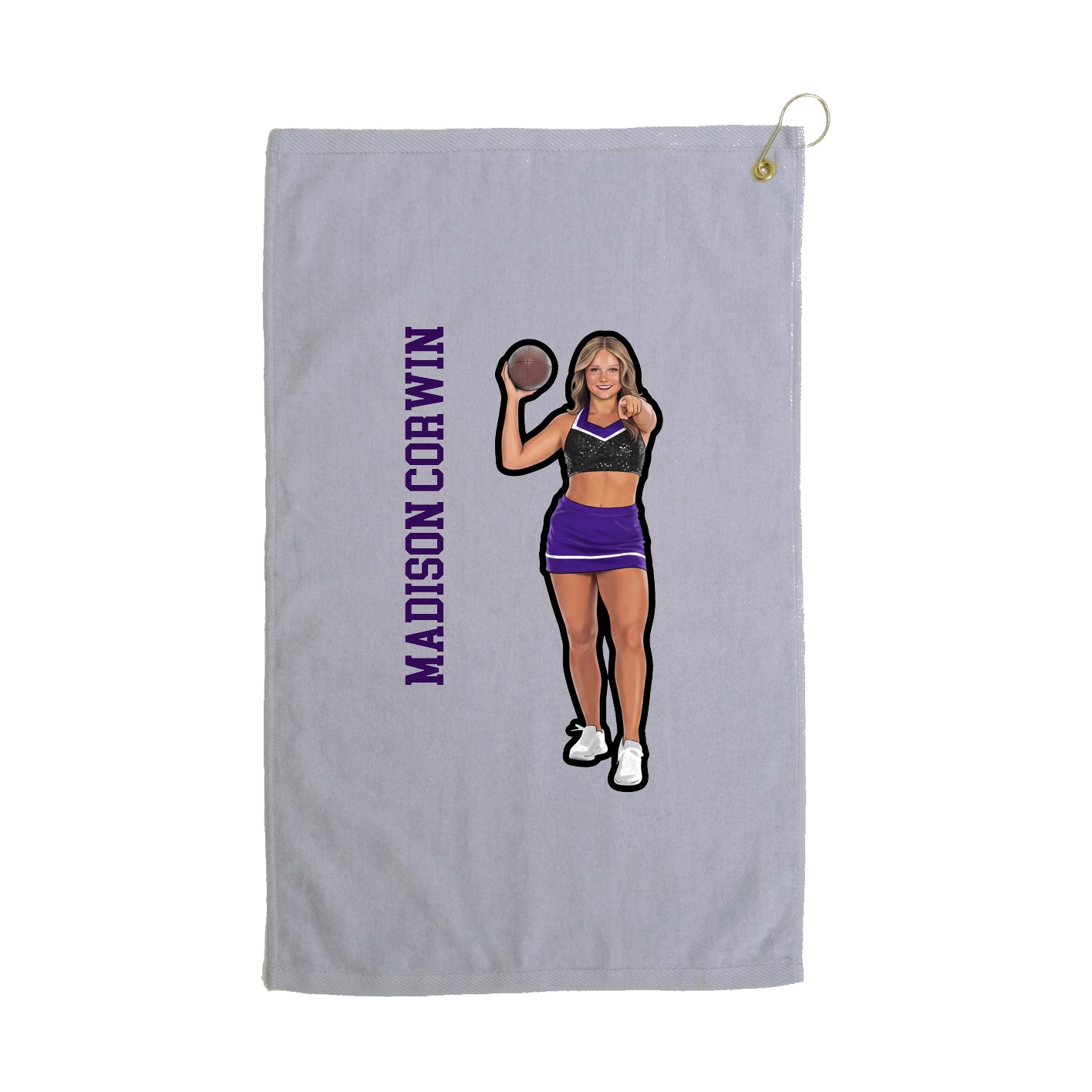 Golf Towel — Name Vertical in Grey