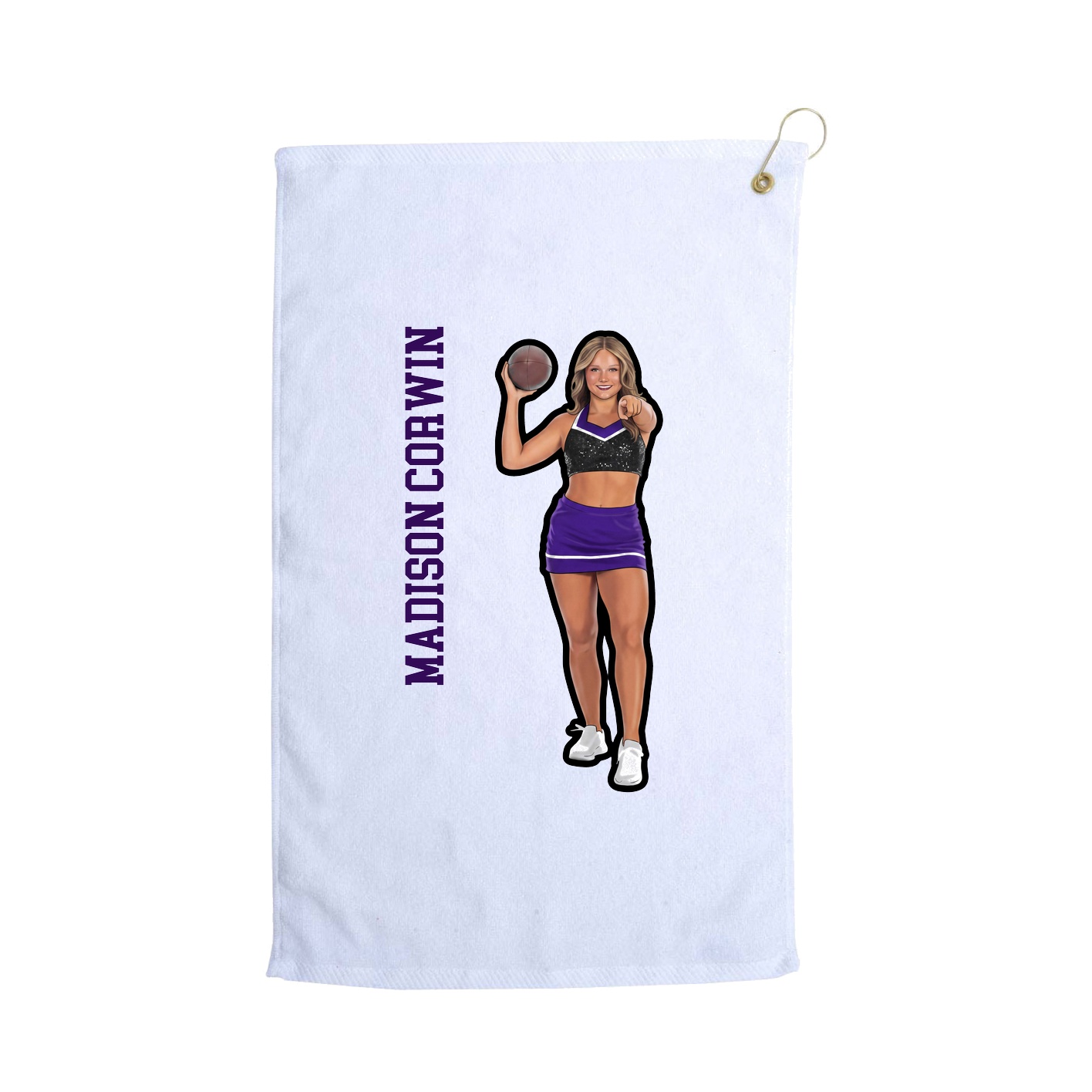 Golf Towel — Name Vertical in White