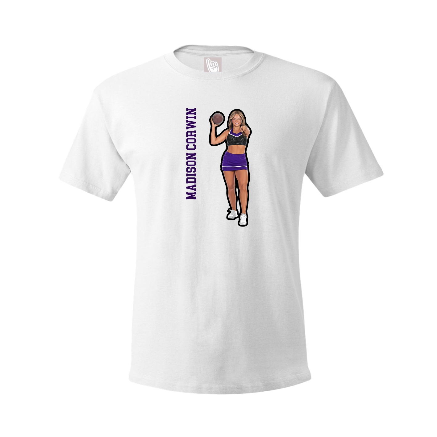 Tee — Name Vertical in White