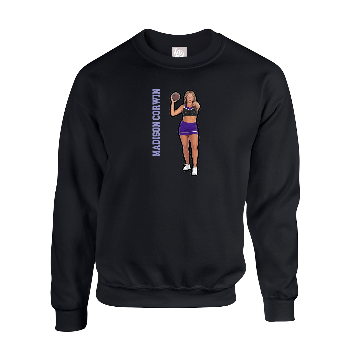 Fleece Crew — Name Vertical in Black