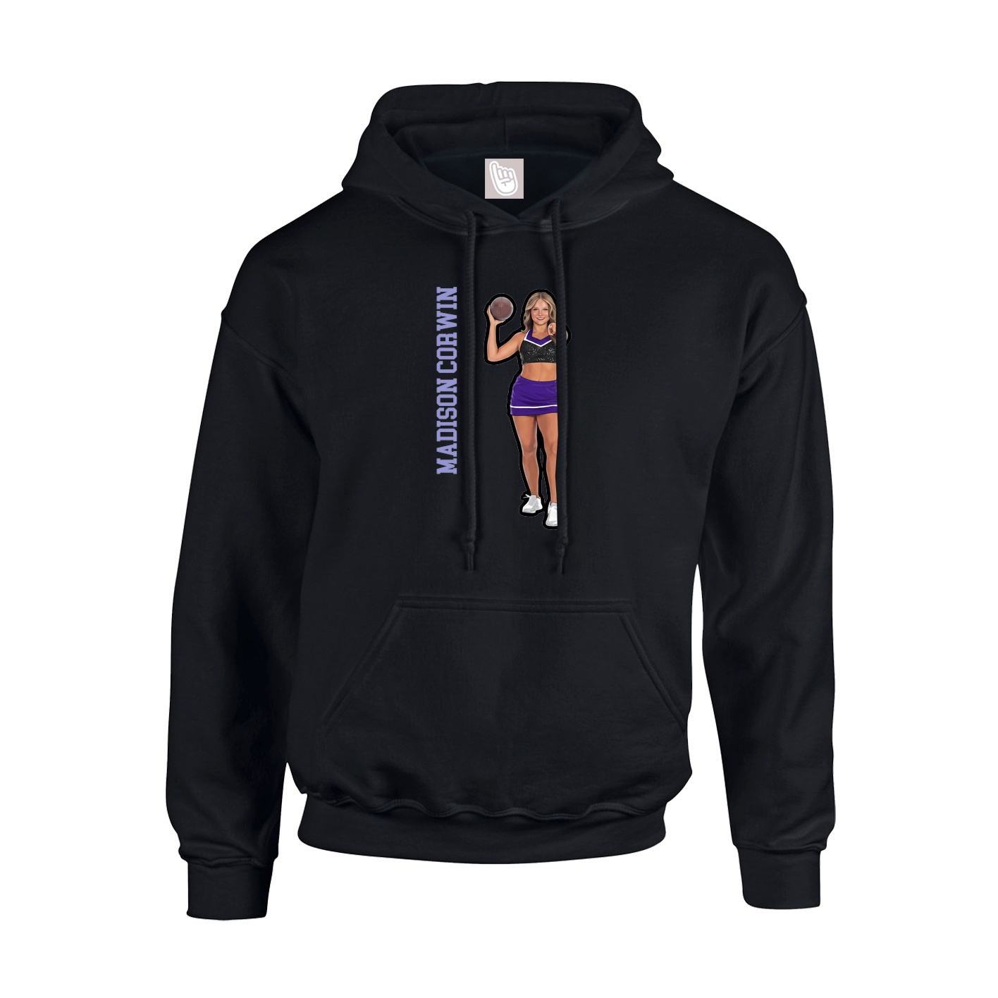 Youth Hoodie — Name Vertical in Black