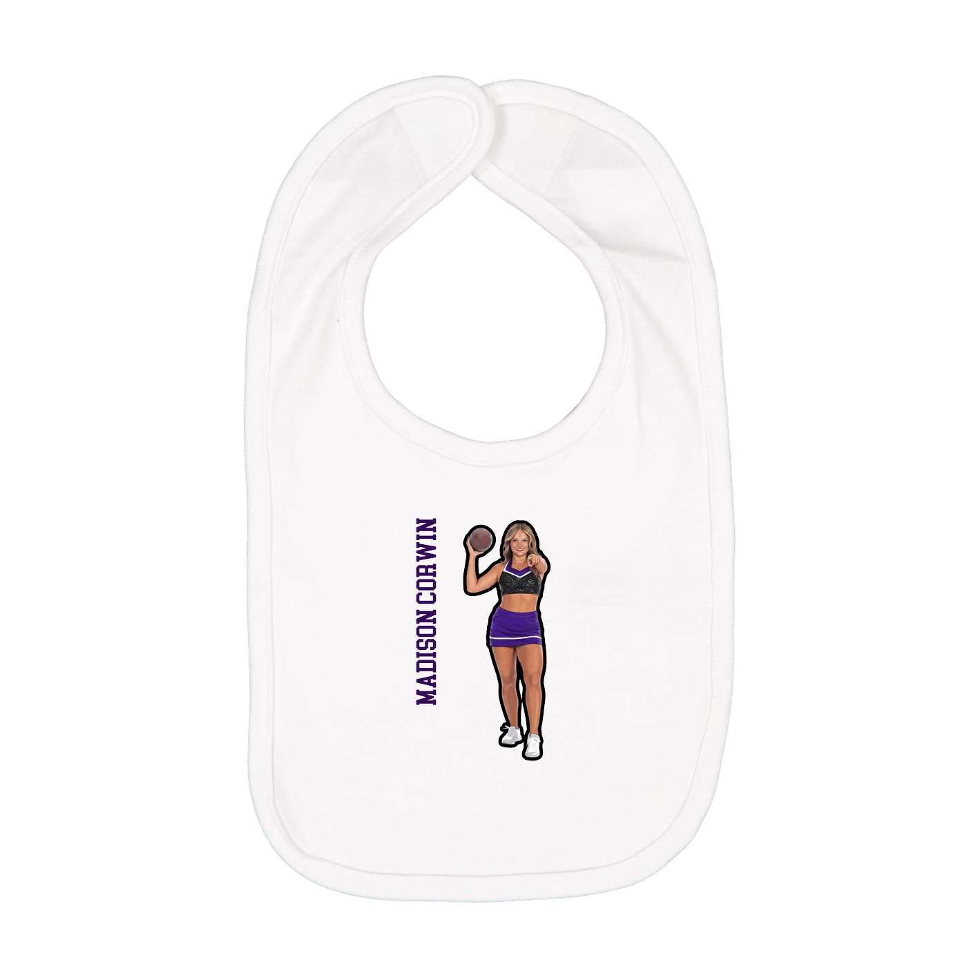 Infant Bib — Name Vertical in White