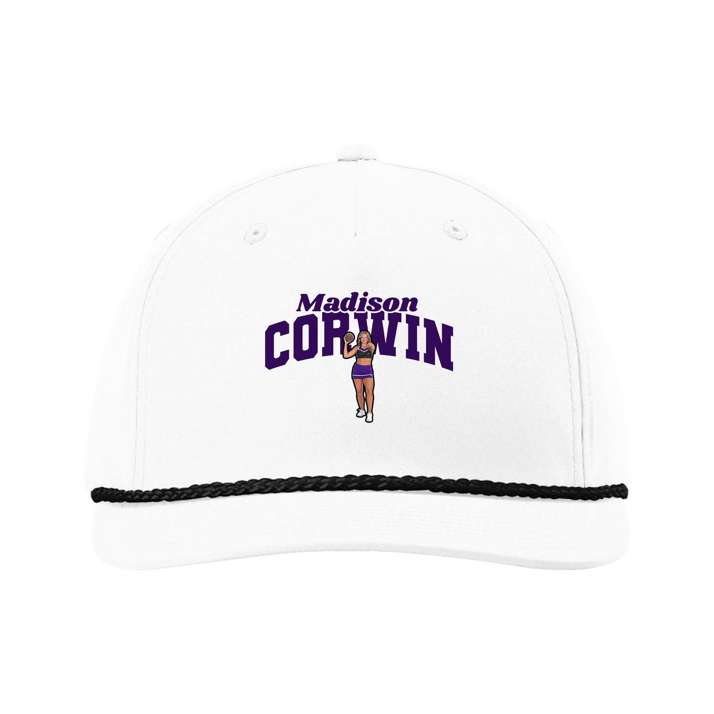 Five-Panel Classic Rope Cap — Signature Arch in White