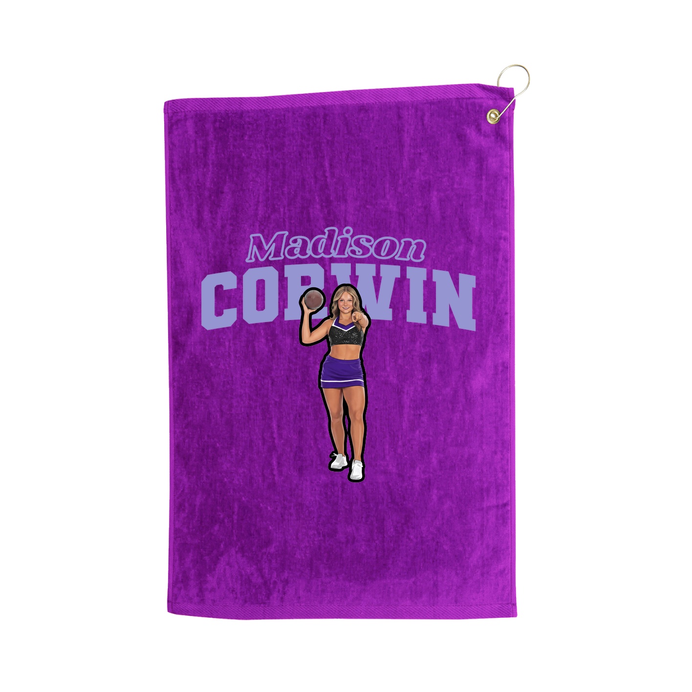Golf Towel — Name Arch in Purple