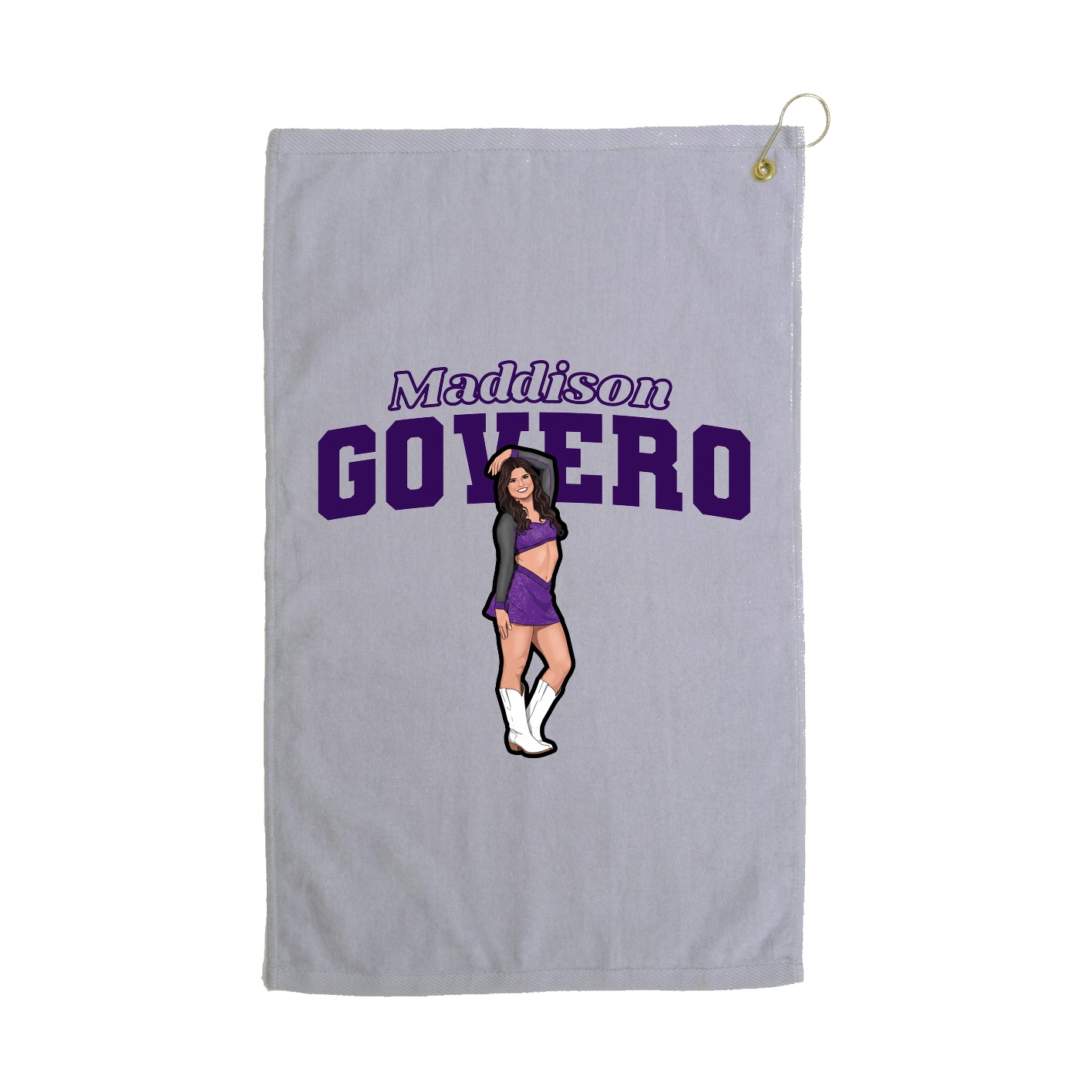 Golf Towel — Name Arch in Grey