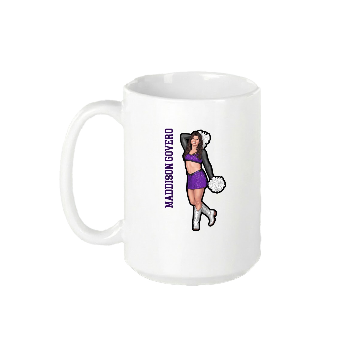 15oz Coffee Mug — Name Vertical in White