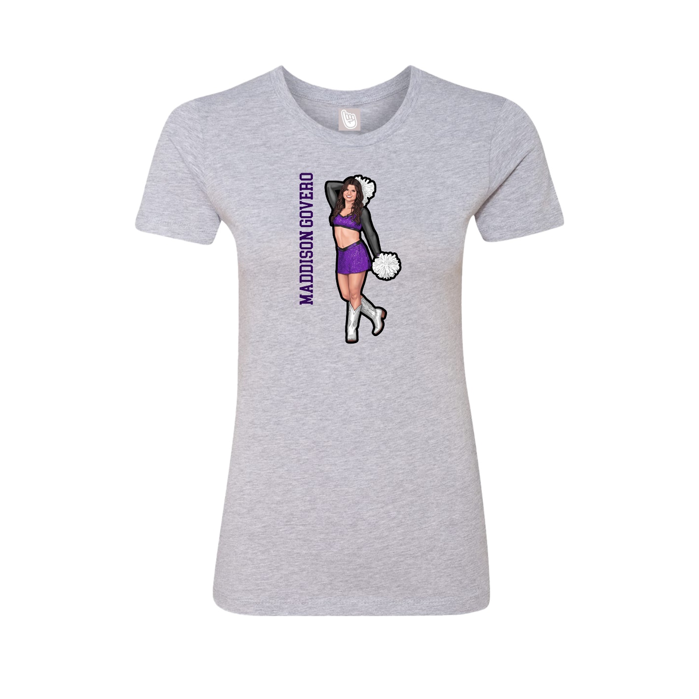 Fitted Women's Tee — Name Vertical in Grey
