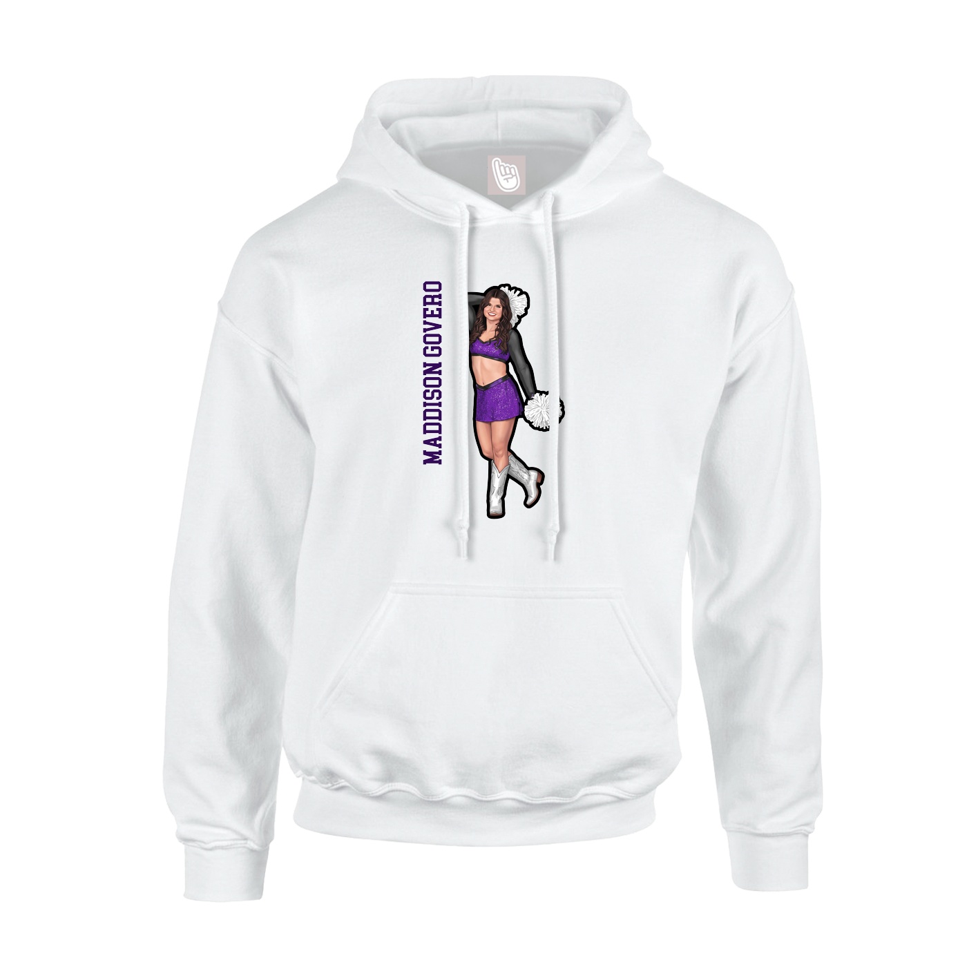 Youth Hoodie — Name Vertical in White