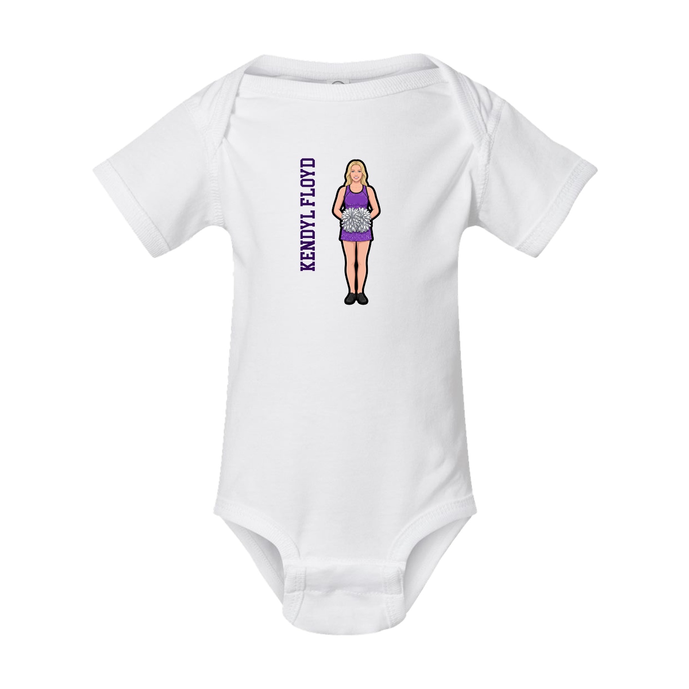 Baby Onesie — Name Vertical in White
