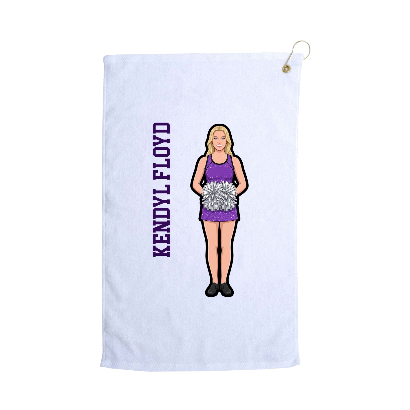 Golf Towel — Name Vertical in White