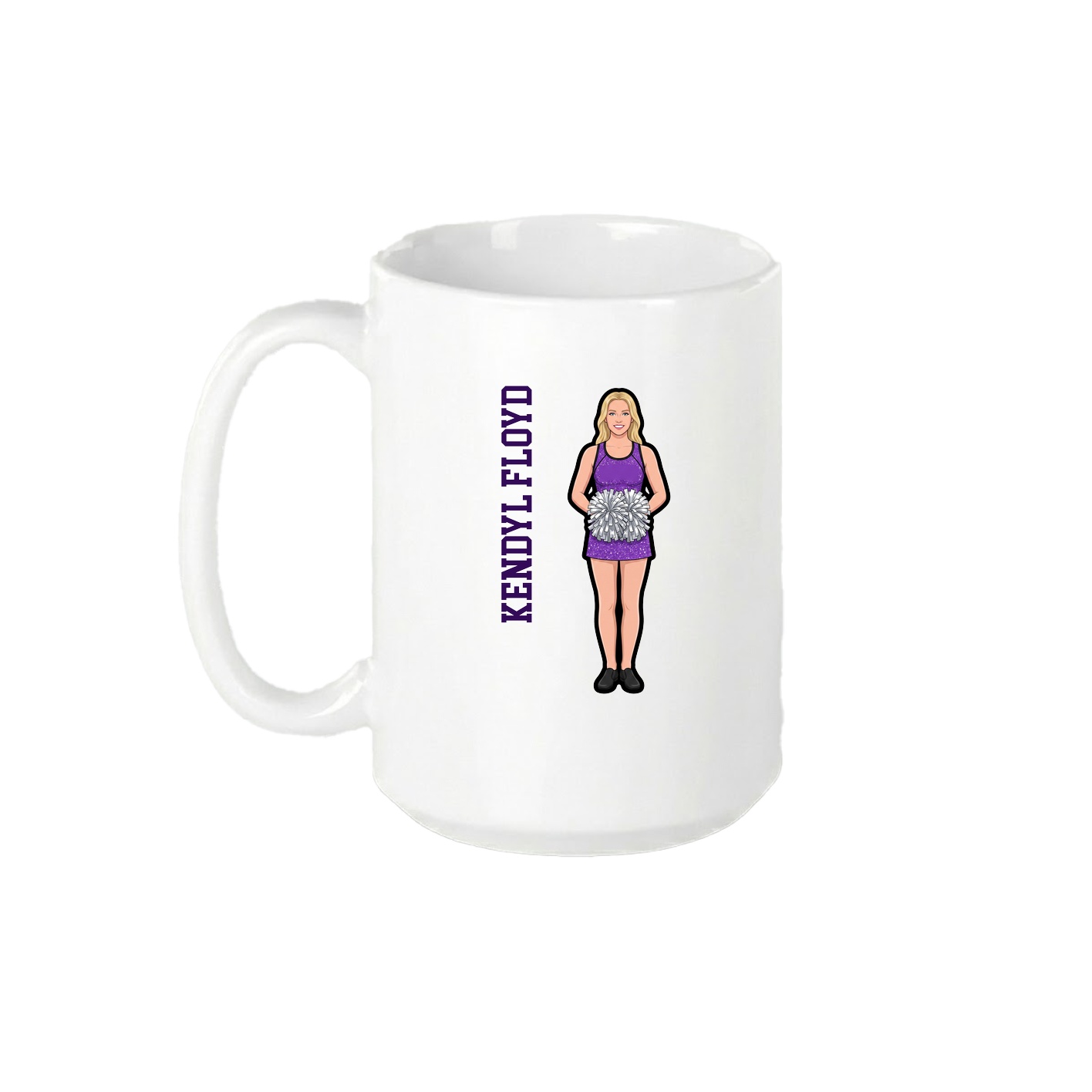 15oz Coffee Mug — Name Vertical in White