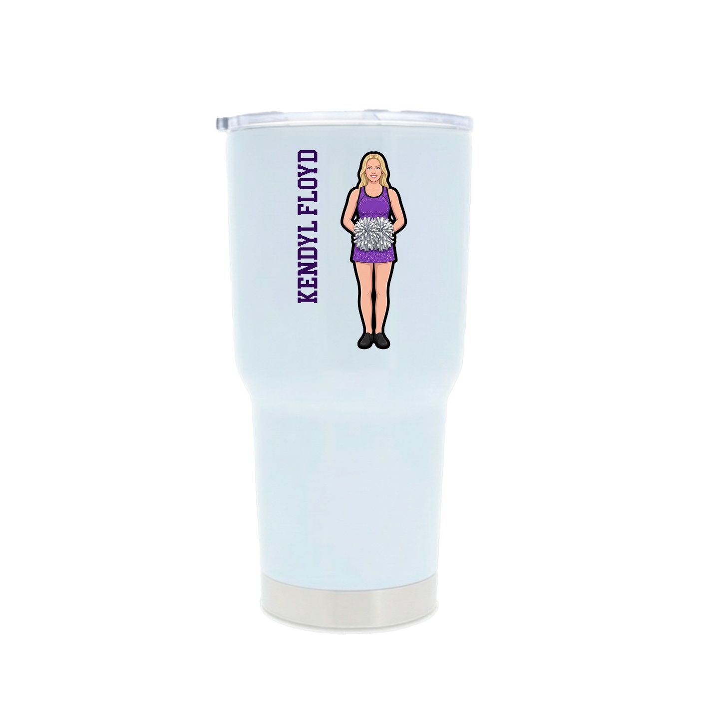 30oz Stainless Steel Tumbler — Name Vertical in White