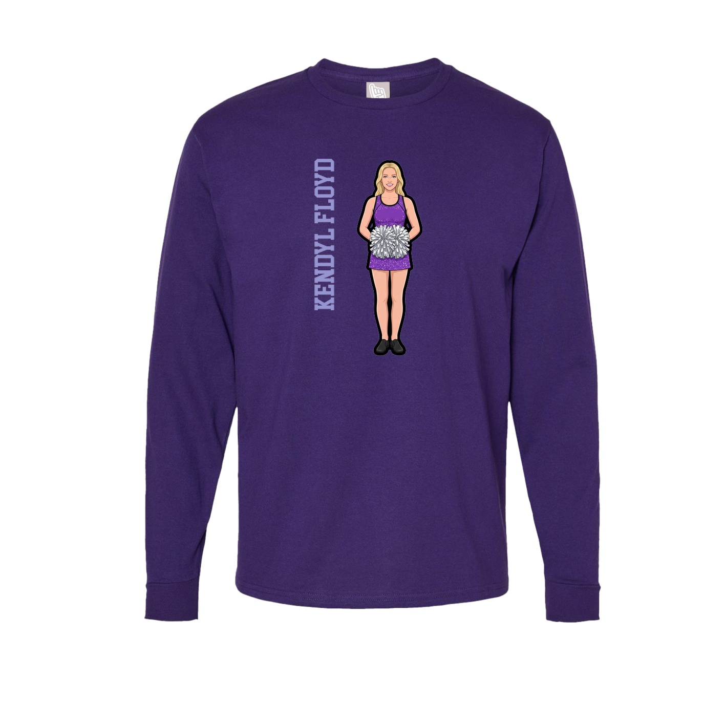 Long Sleeve Tee — Name Vertical in Purple