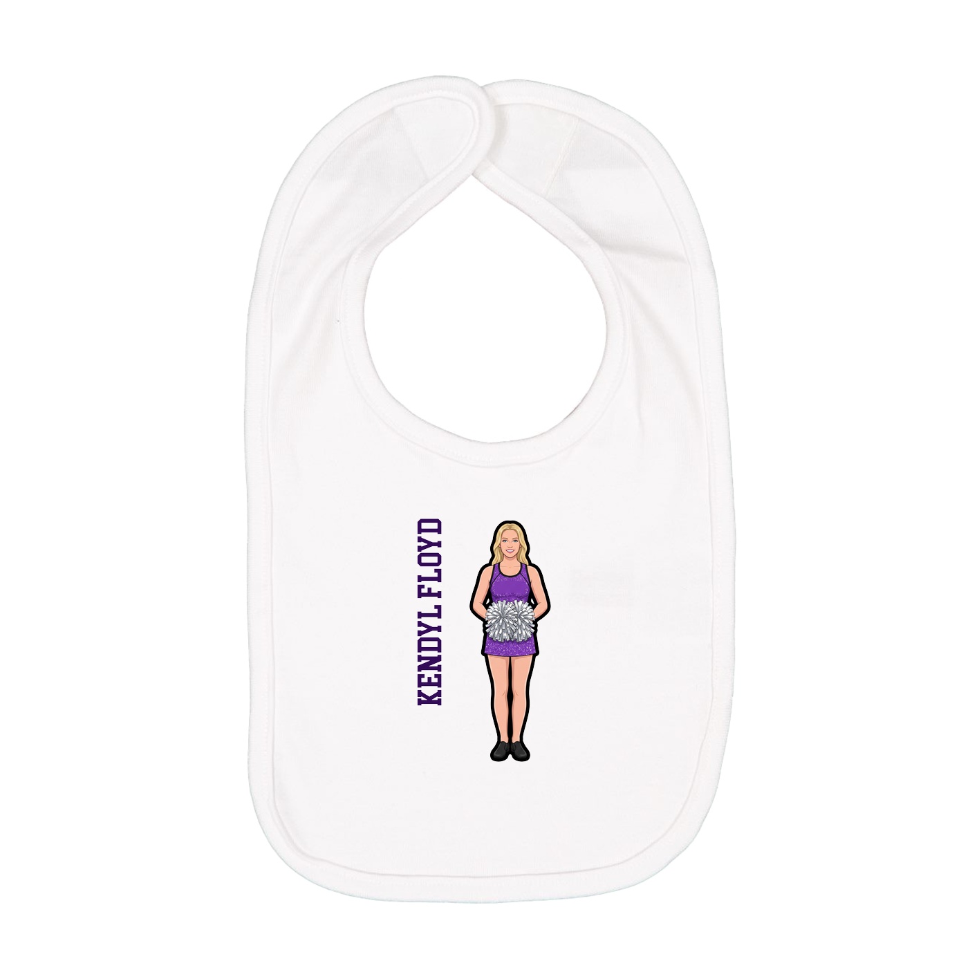 Infant Bib — Name Vertical in White