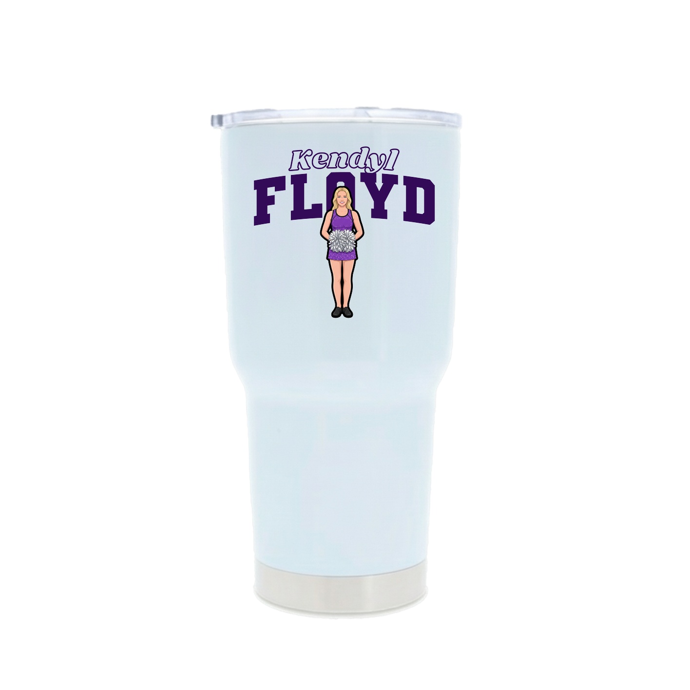 30oz Stainless Steel Tumbler — Name Arch in White