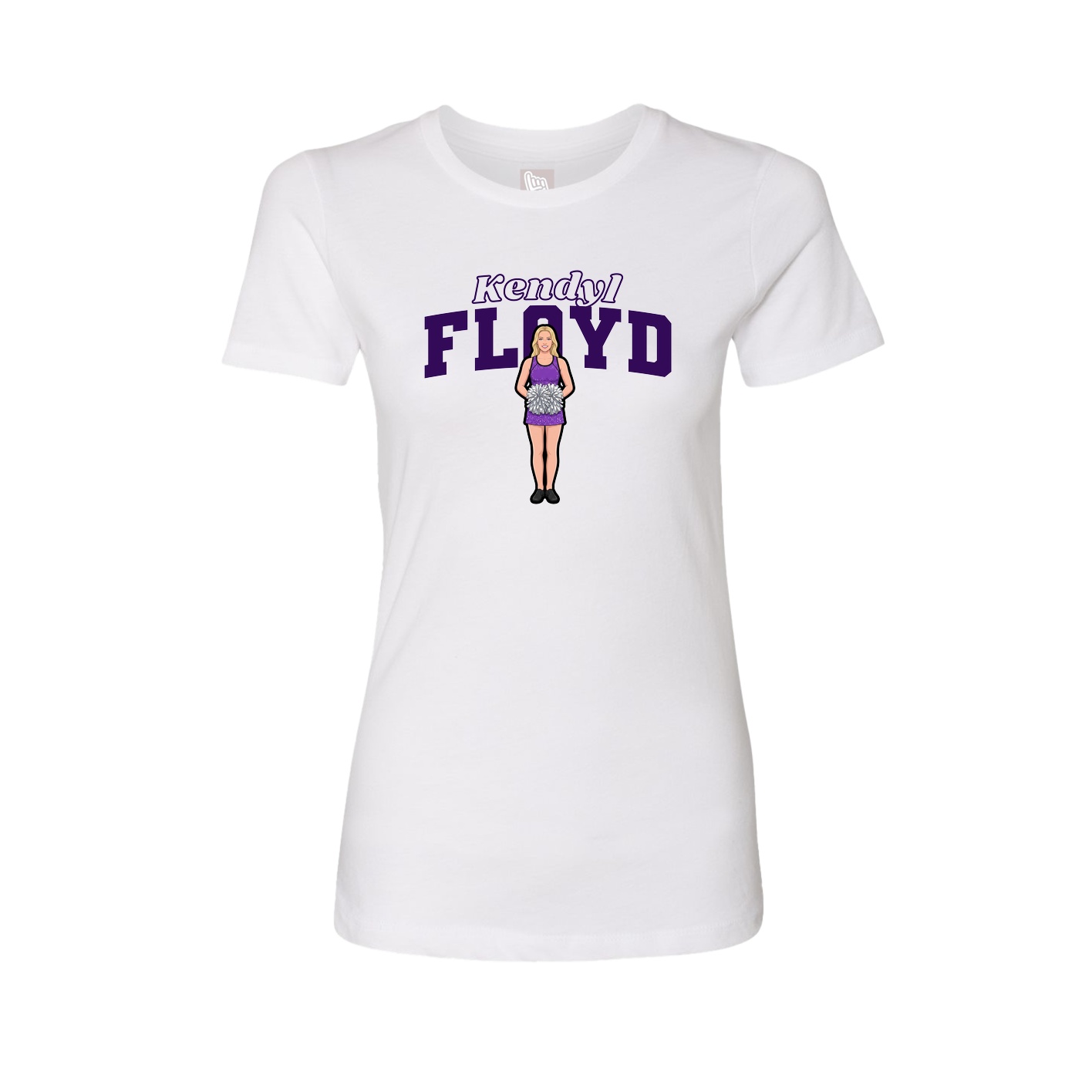 Fitted Women's Tee — Name Arch in White