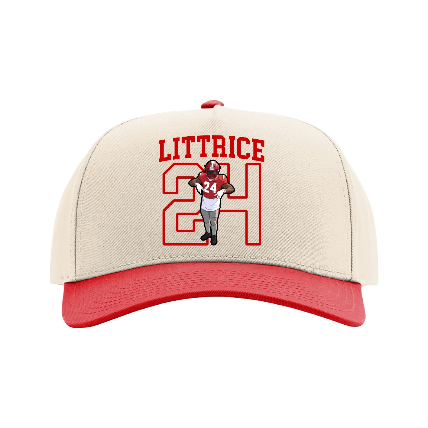 Full Fabric Five-Panel Champ Cap — Shirsey in Cream/Red