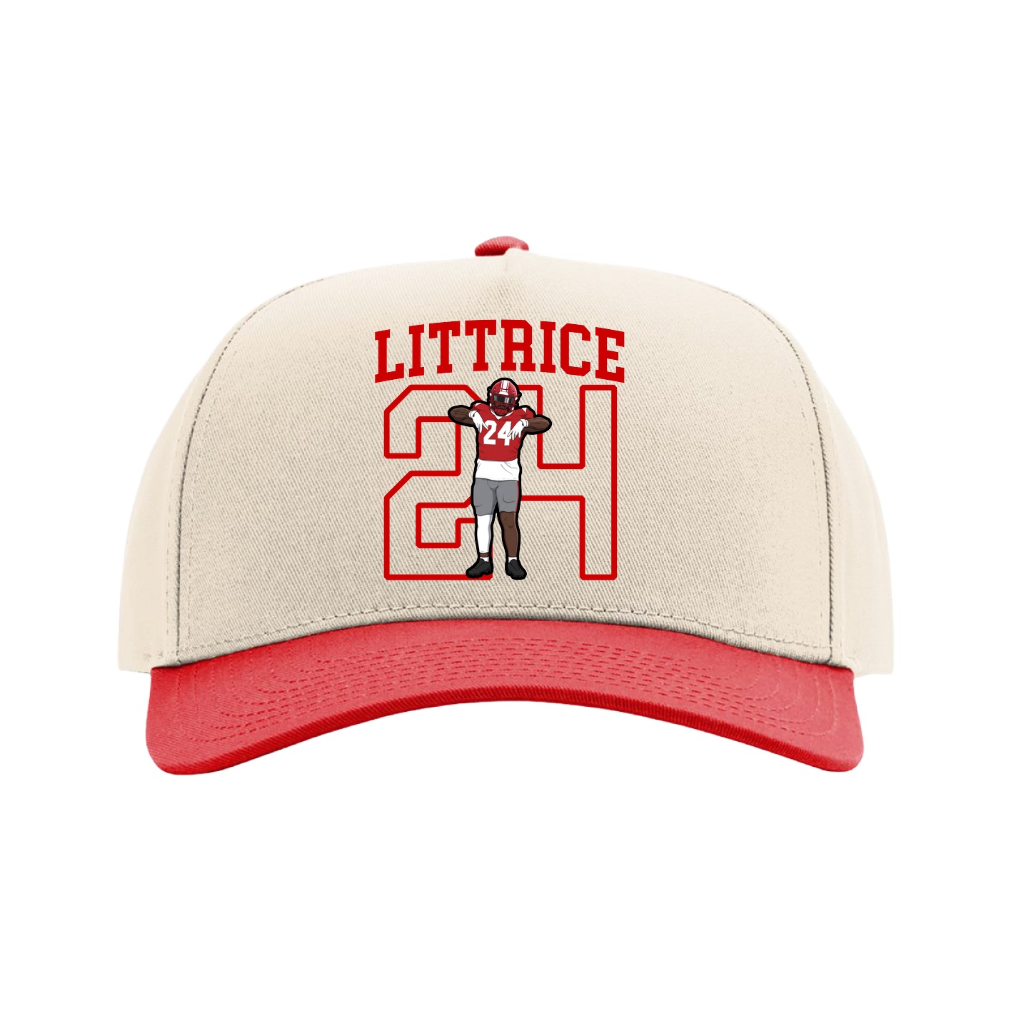 Full Fabric Five-Panel Champ Cap — Shirsey in Cream/Red