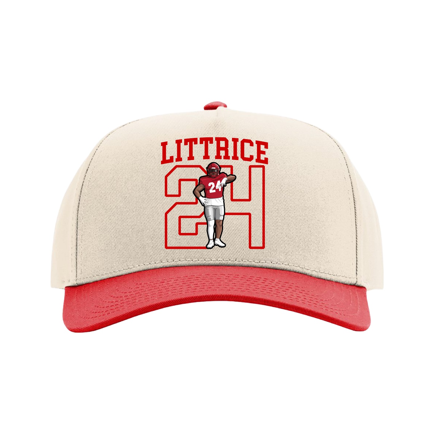Full Fabric Five-Panel Champ Cap — Shirsey in Cream/Red