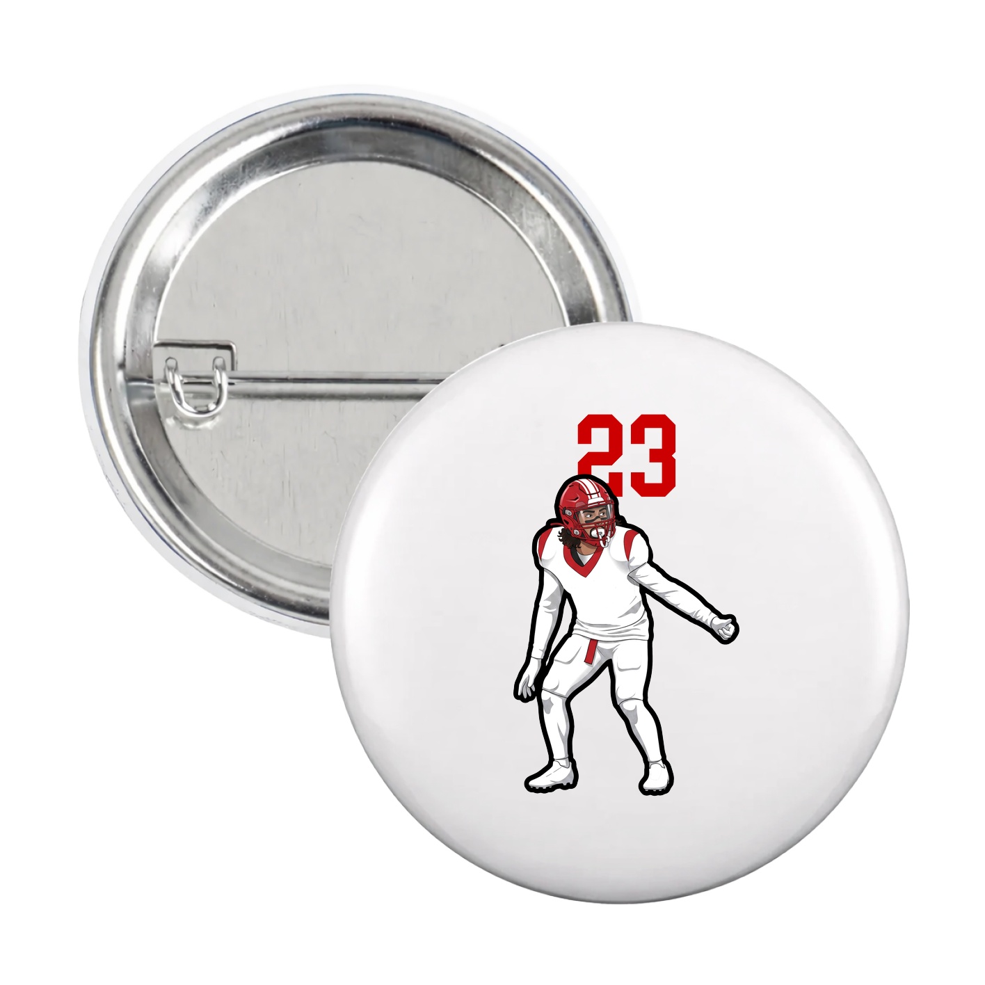 Game Day Button — Number Top in White